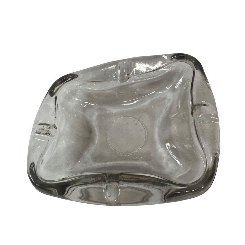 Vintage Thick Glass Ashtray 70's Vintage Glass‎ Cigarette Holder MCM - Picture 14 of 16
